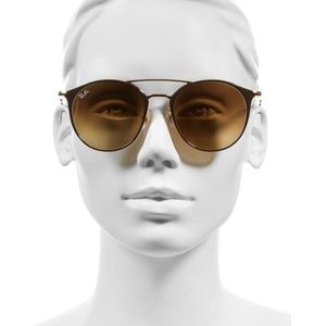 Highstreet 52mm Round Brow Bar Sunglasses
